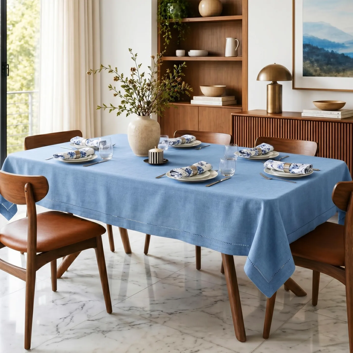 Classic Cotton-Linen Tailored Tablecloth